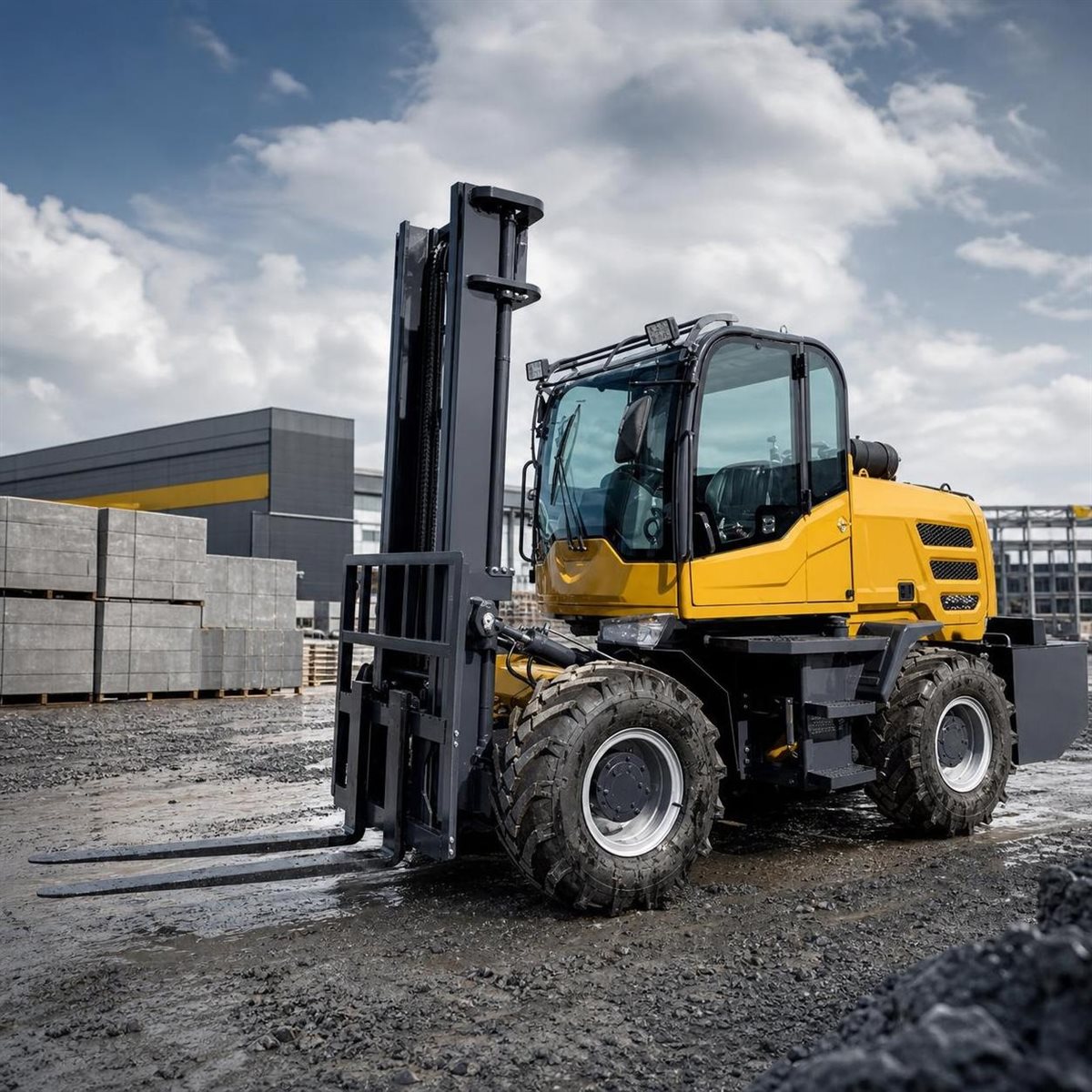 XUANBO 4WD rough terrain forklift on construction site